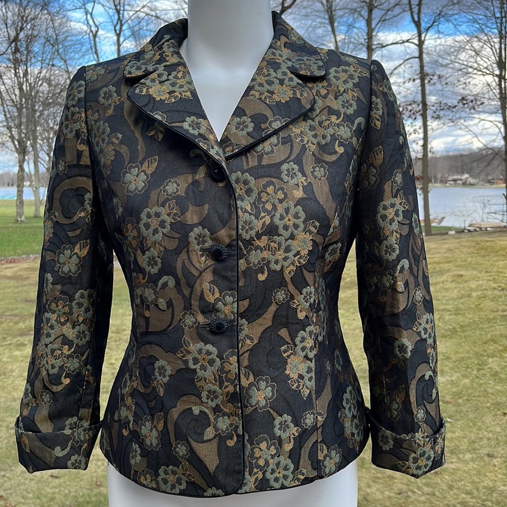 NWT  Vintage Y2K Le Suit jacquard blazer 6P-8P